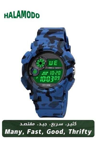 HALAMODO Men's 1718 Army Shock Fitness Back light Speed Monitor Digital Watch