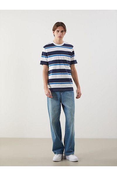 LC Waikiki Crew Neck Striped Combed Cotton Men's T-Shirt