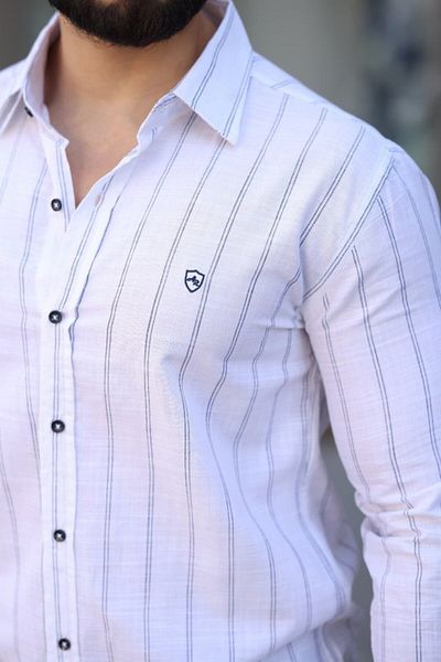 MODAVERA Men's Cotton Line Patterned Shirt