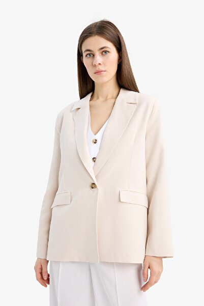 DeFacto Oversize Geniş Kalıp Keten Karışımlı Blazer Ceket Z2536az25sp