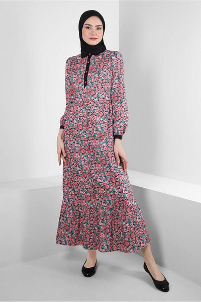 Alvina FLOWER PATTERNED BUTTONED DRESS 43752