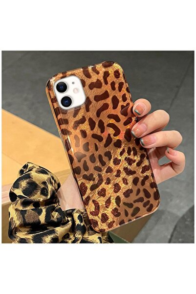 Zebana Apple iPhone 11 Uyumlu Kılıf Luxe Leopard Silikon Kılıf Desert Titanyum