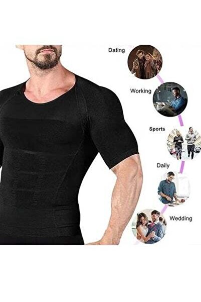HALAMODO Men Slimming Body Shaper Vest, Tank Top Workout Shirt, Men's Shaper Cooling T-Shirt, Men's Shaper Co