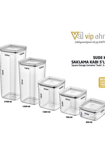 VİP AHMET Vip Ahmet Sude Square Storage Container 5 Pcs