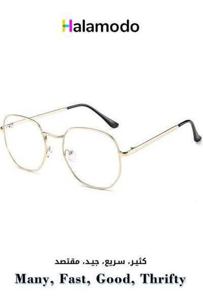 HALAMODO Square Metal Glasses Simple Flat Glasses Unisex