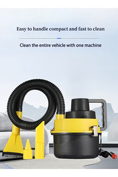 fulina Portable Wet And Dry Vacuum Cleaner, 90w High-powered, 23x23x28 Cm,12v, For Cleaning, Yellow