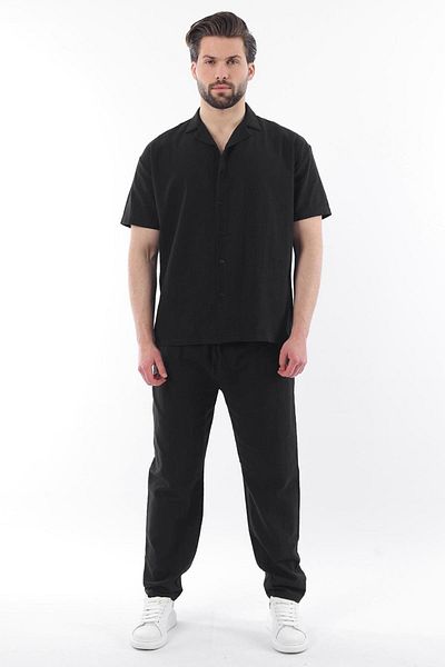 Madmext Black over Fit Men's Shirt Suit E7303