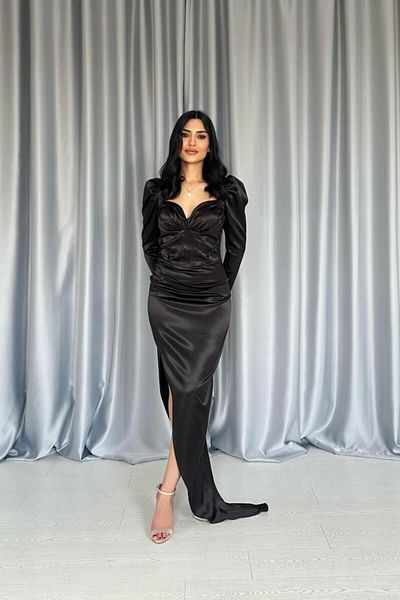 Miracle Omni Black Bust Cup Slit Dress