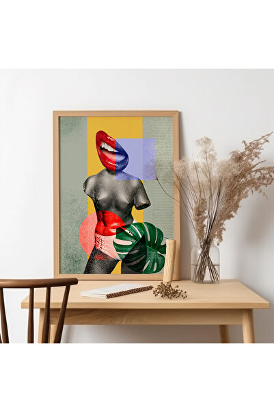 UNT Pictură de artă modernă cu rama din lemn