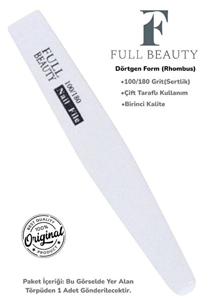 Full Beauty 100/180 Grit Çift Taraflı Kağıt Tırnak Törpüsü - Protez Tırnak ve...