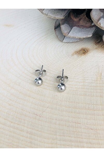 ACAR TAKI Silver Color Minimal Ball Steel Earrings 5mm 316L2920