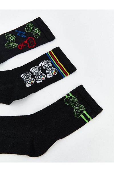 LC Waikiki Lcw Eco Black Patterned Boy's Sock Socks 3-Piece