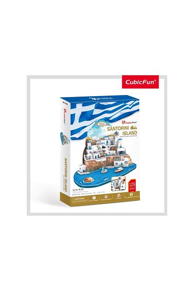 Cubic Fun Cubic Fun - Puzzle 3D Insula Santorini (Nivel Complex 129 Piese)
