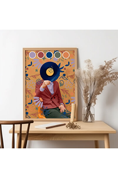 UNT Pictură de artă modernă cu rama din lemn