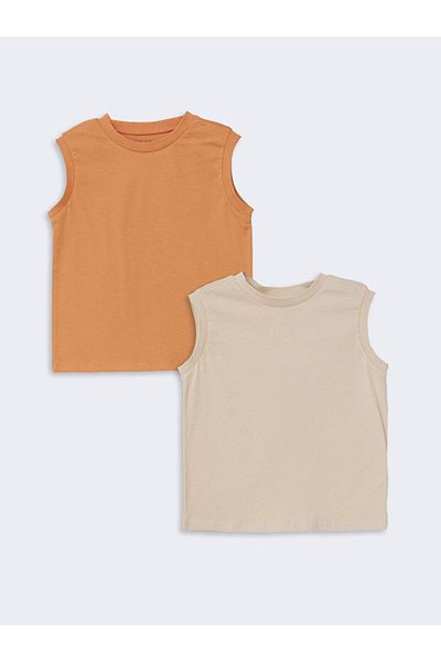 LC Waikiki New Season Crew Neck Basic Baby Boy Undershirt 2-Piece - S5J796Z1