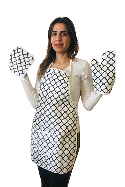 Home طقم مطبخ مكون من 3 قطع؛ مريلة مطبخ سائلة مقاومة للماء، وقفازات فرن مقاومة للحرارة ومجموعة حامل