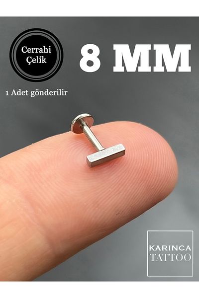 Karınca Piercing 8 mm Elegant Small Straight Line Helix Ear Flat Conch Tragus Piercing