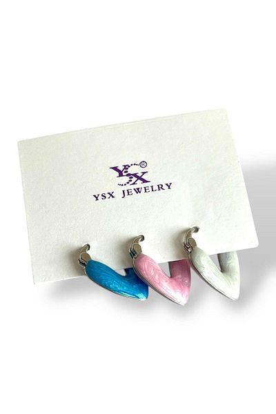 TAKIŞTIR مجموعة أقراط YSX مكونة من 3 قطع على شكل قلب بألوان مختلطة