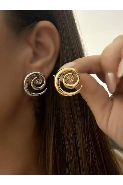 MyladyAccessoriess Vintage Brass Plated Earrings Silver with Wrapped Plate Detail