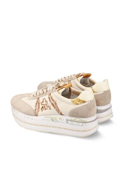 Premiata Platform Tabanlı Konforlu Casual Spor Sneaker 7375 BEIGE+ORANGE