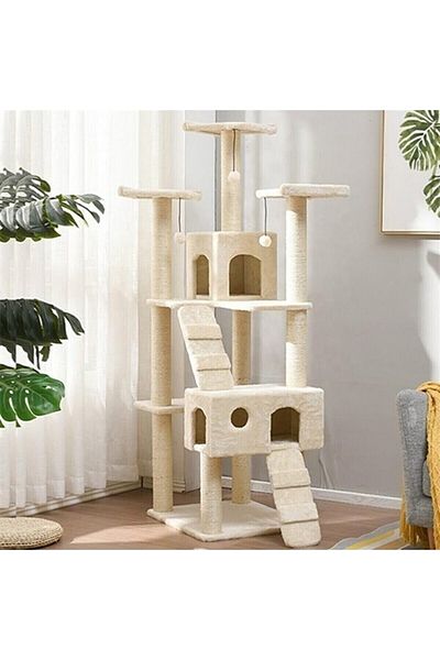 Reyo White Cat Scratching House Pet Residence