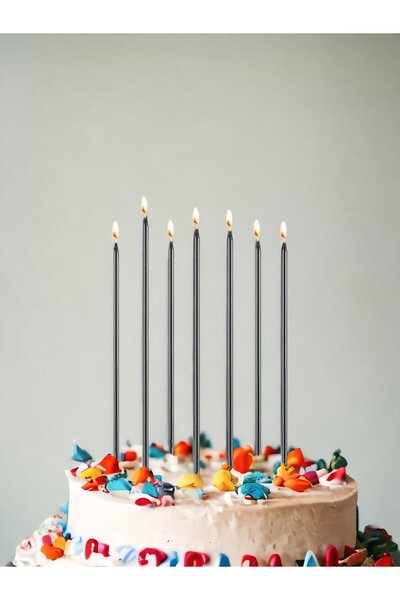 Parti Adresi Siyah Mum 20 Cm 7'Li
