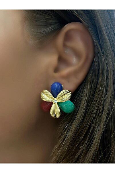 14k Gold Plated Colorful Wind Flower Earrings