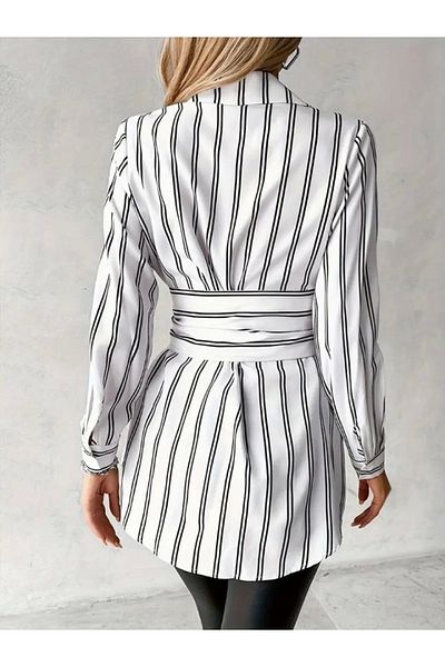 1001moda Women's Belt Detailed Cotton Polyester Shirt Dress