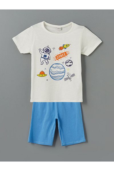 LC Waikiki New Season Crew Neck Boys' Shorts Pajama Set - S5Ld35Z4