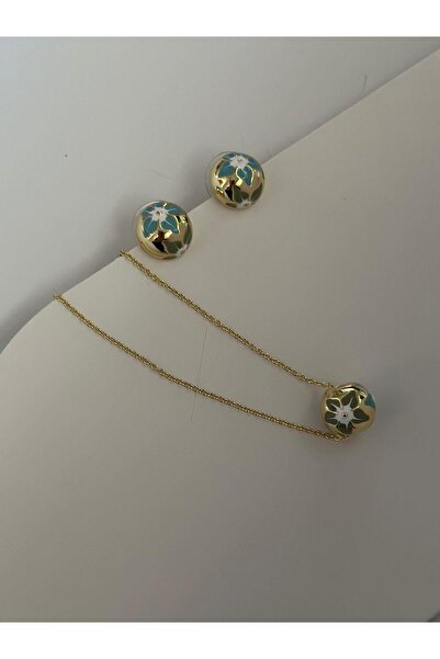 MyladyAccessoriess Çelik Çiçek Detaylı Topçuk Set