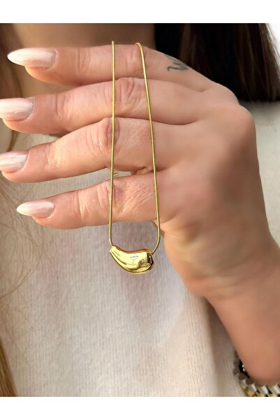 MyladyAccessoriess Özel Seri Yatay Bombeli Su Damlası Minimal Kolye