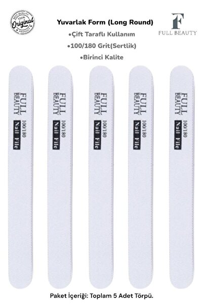 Full Beauty 5 Adet Çift Taraflı Kağıt Tırnak Törpüsü - 100/180 Grit - Protez ...