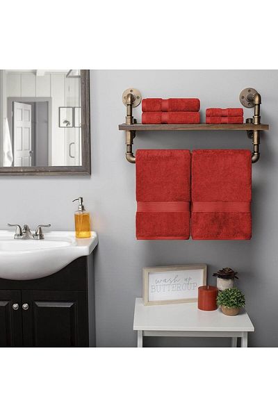 Comfy 550 GSM Set of 6 100% Cotton Towel Set - Red