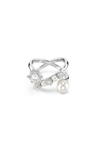 Swarovski 5714375 خاتم سواروفسكي ماتريكس: خاتم لؤلؤ مفتوح أبيض/Rhs 50