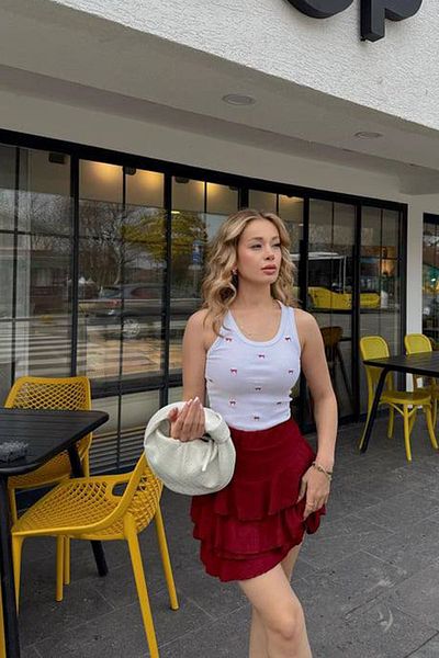 CİDDE Fusta de damă Mykonos cu trei straturi din țesătură Raschel Wrap, albă