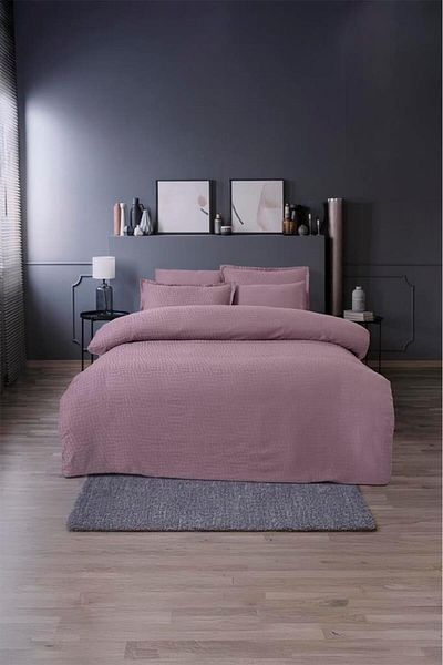 Altınbaşak Jacquard Satin Double Duvet Cover Set Adelya Puce