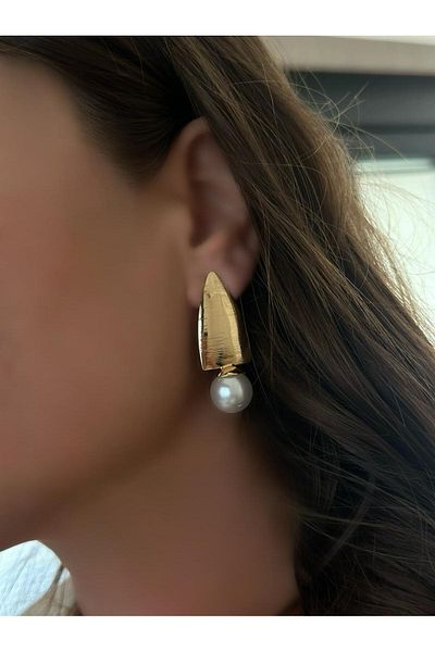 MyladyAccessoriess Silver Earrings - Pearl and Sail Detail, Brass Plated