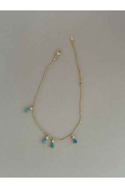 MyladyAccessoriess Blue Brass Plated - Drop and Heel Chain Detailed
