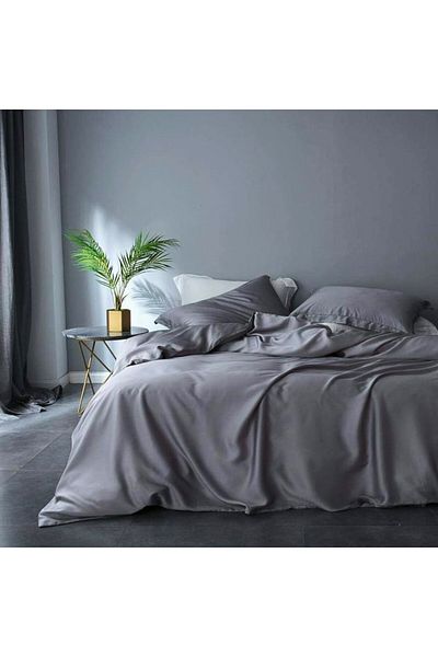 Kotonia Home Hotel Bed Sheet - 220x240 Cm, 100% Cotton, Deluxe Satin Damask, Taupe Grey