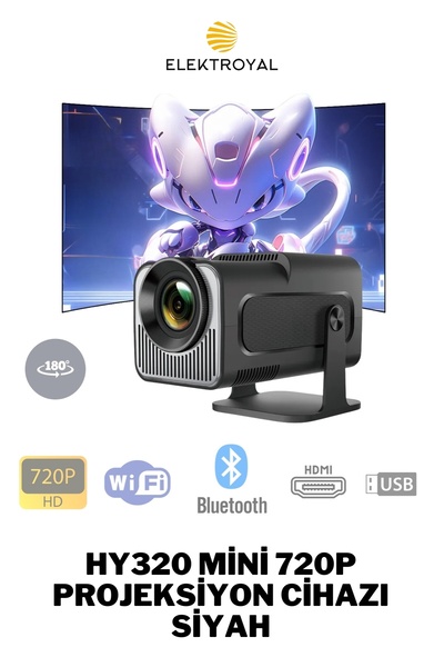 howear HY320 Mini 720P Android Wireless Bluetooth Destekli Projeksiyon Cihazı Siyah