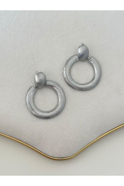 MyladyAccessoriess Silver Color Circle Earrings - Matte Plate, Brass Plated