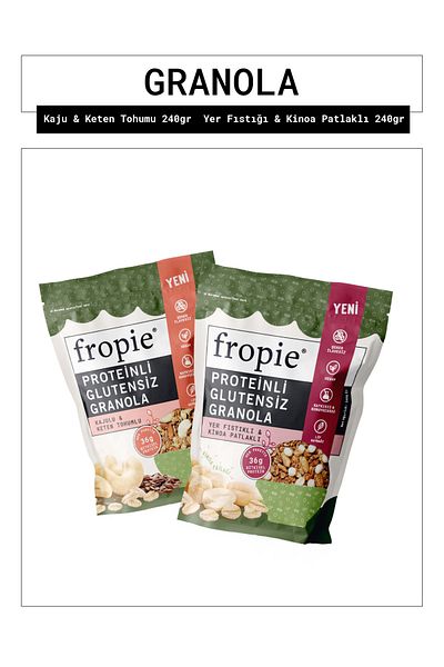 FROPİE Gluten-Free Cashew Flax Seed and Gluten-Free Groundnut Quinoa Granola with Protein Package
