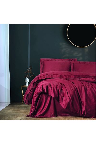 Kotonia Home Hotel Bed Sheet - 220x240 Cm, 100% Cotton, Deluxe Satin Damask, Purple