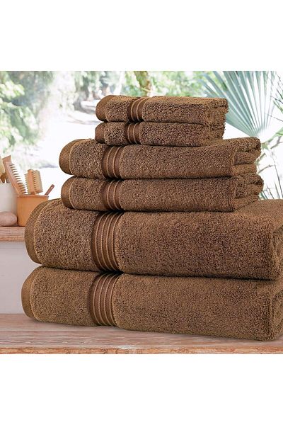 Comfy 550 GSM Set of 6 100% Cotton Towel Set - Brown