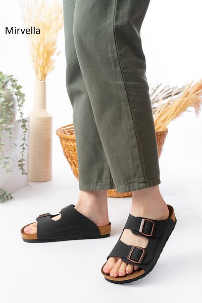 mirvella Unisex Double Buckle Slippers Comfortable Home and Outdoor Slippers