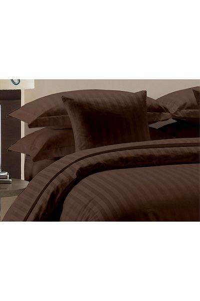 Kotonia Home Kotonia Home Deco bed sheet, 100% cotton, Damask Satin, 240x260 cm, 1 cm stripes, Chocolate