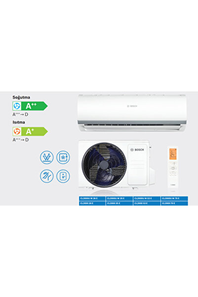 Bosch Climate CL2001U W 53 E 18000 BTU İnverter Split Klima R32 A++ (Montaj Dahil) 2025 Yeni - Beyaz