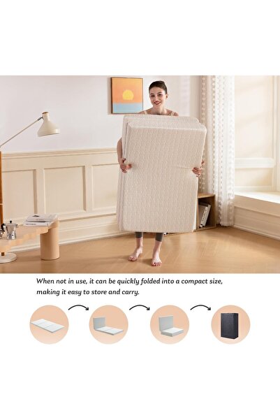 Comfy Portable White Knitted Cotton 180x90x7cm Medicated Folding Mattress