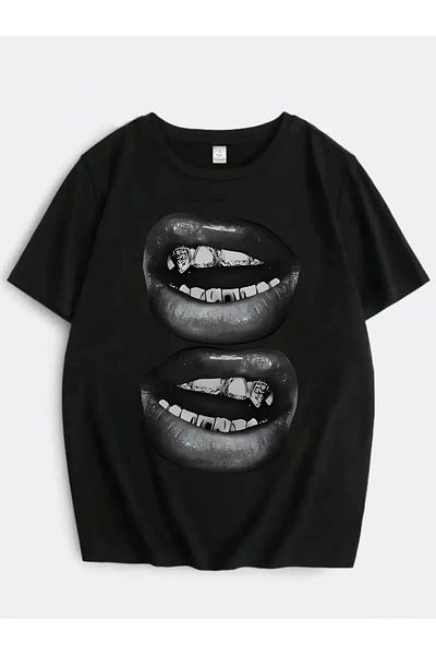 Gofeel Hs Two Lips Printed Unisex Oversize T-Shirt