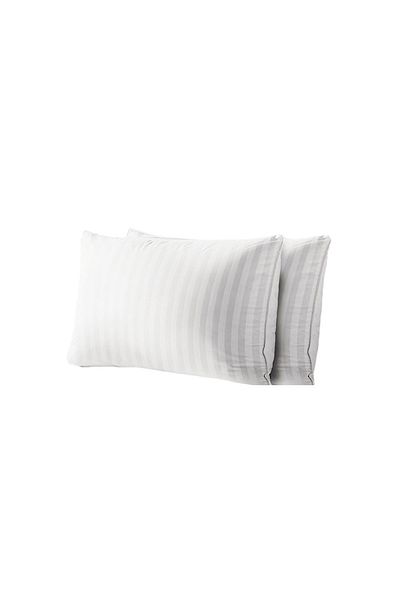 Kotonia Home Set of 2 Kotonia Home Hotel Damascus pillowcases with 2.5 cm wide stripes, 100% cotton, white, 50x50 cm